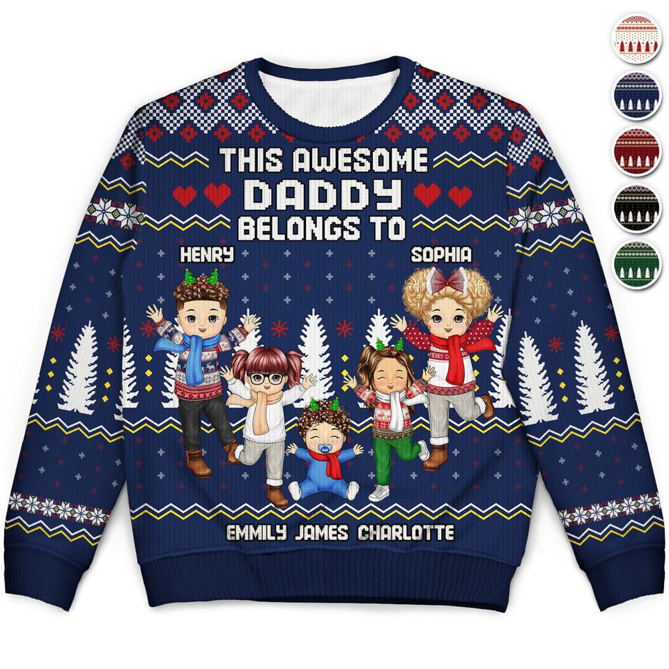 This Awesome Daddy Mommy Papa Nana Belongs To Grandparents Gift Unisex Ugly Sweatshirt