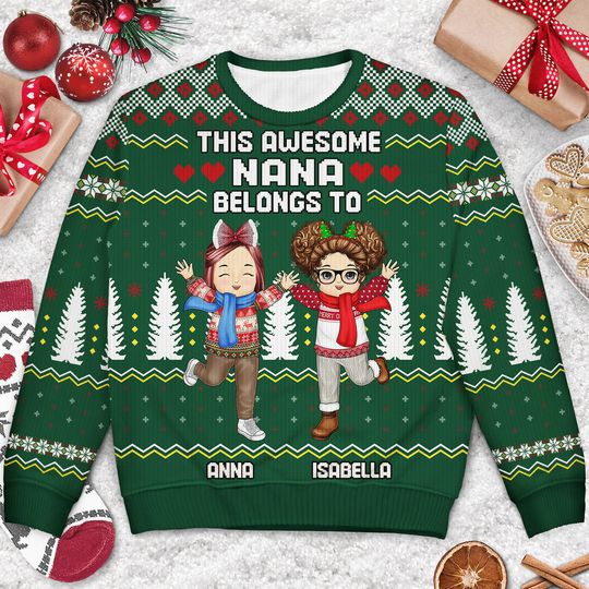 This Awesome Daddy Mommy Papa Nana Belongs To Grandparents Gift Unisex Ugly Sweatshirt - Image 6