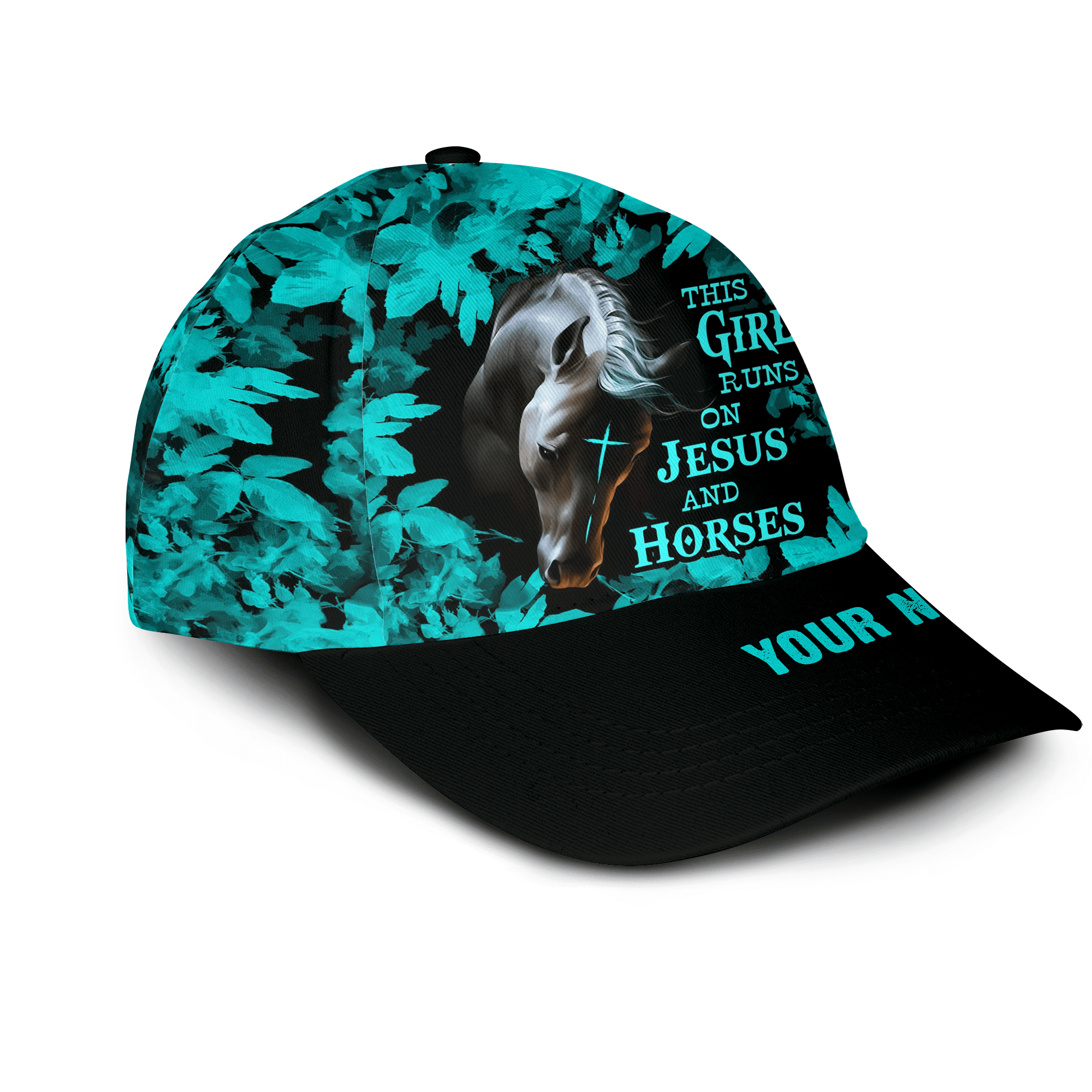 This Girl Runs On Jesus and Horses Personalized Hat Classic Cap Trucker Hats Custom Hats Gifts For Men & Women