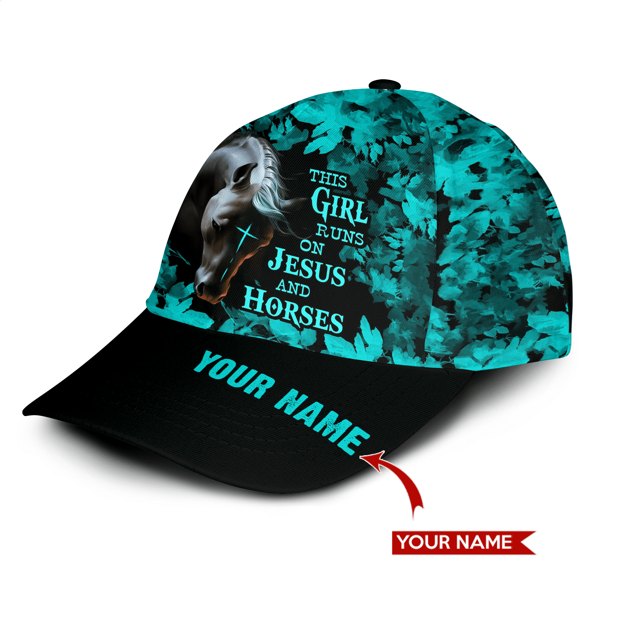 This Girl Runs On Jesus and Horses Personalized Hat Classic Cap Trucker Hats Custom Hats Gifts For Men & Women