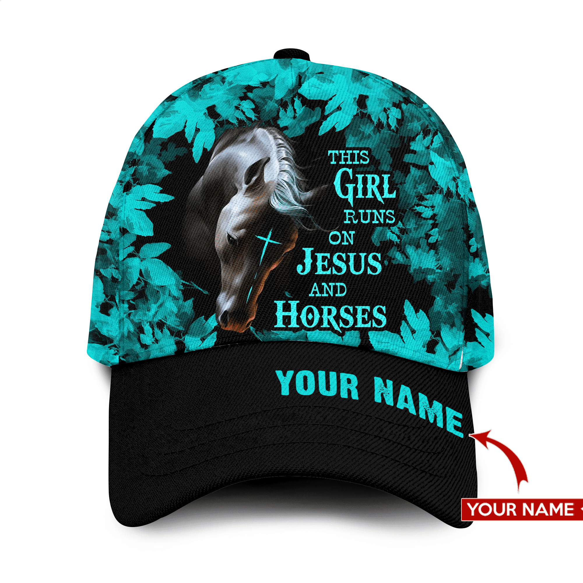 This Girl Runs On Jesus and Horses Personalized Hat Classic Cap Trucker Hats Custom Hats Gifts For Men & Women