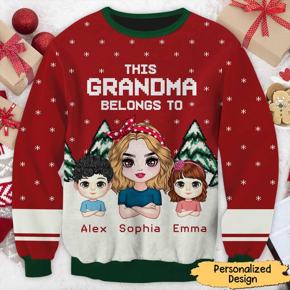 This Grandma Belong To Christmas Personalized 3D Ugly Sweater