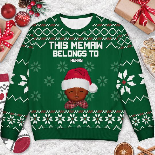 This Grandma Belongs To Custom Christmas Mom Grandma Personalized Unisex Ugly Sweater - Image 6