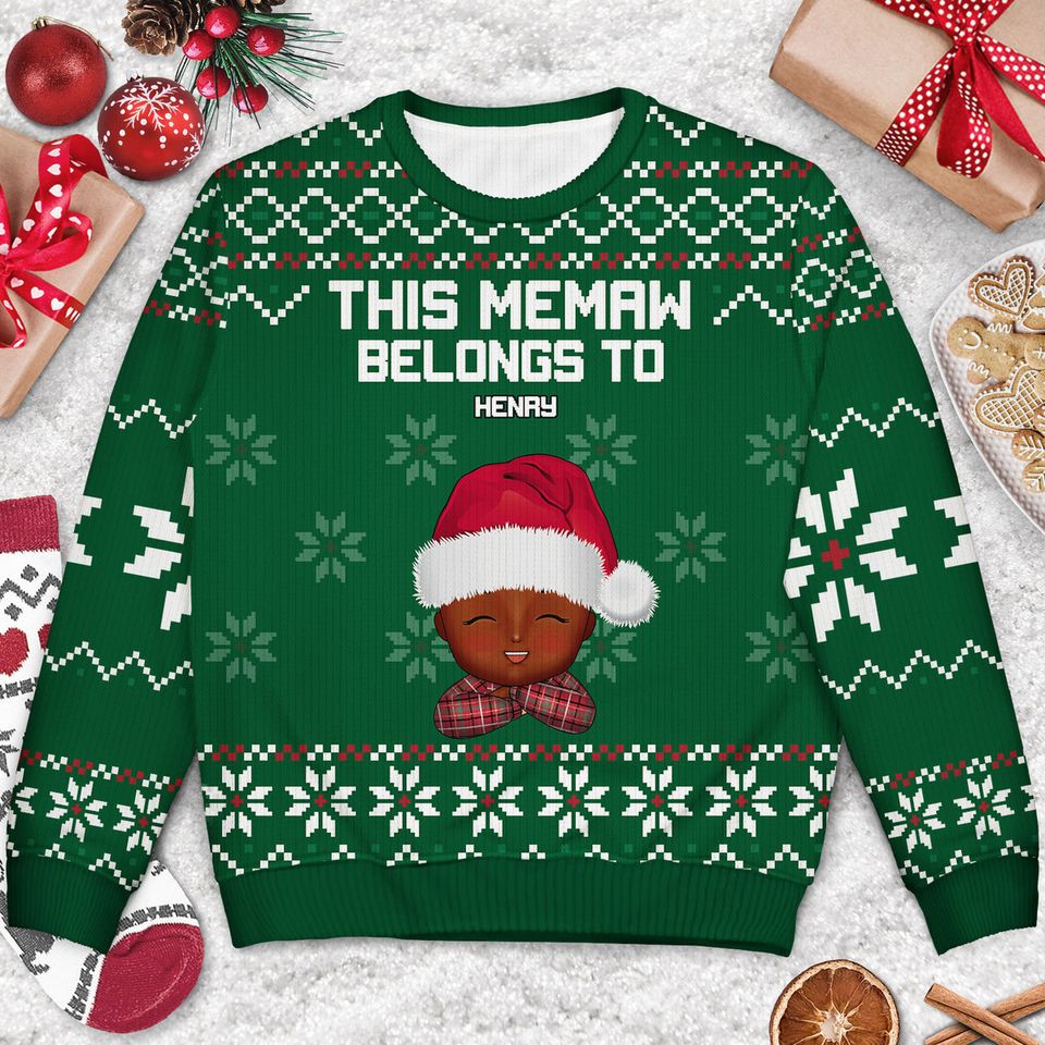 This Grandma Belongs To Custom Christmas Mom Grandma Personalized Unisex Ugly Sweater - Image 3