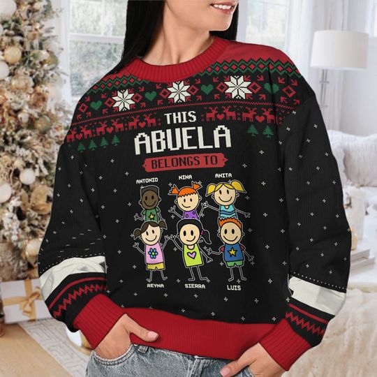 This Grandma Belongs To - Family Personalized Custom Ugly Sweatshirt - Image 9