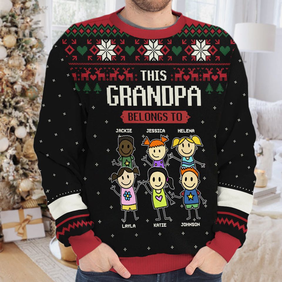This Grandma Belongs To - Family Personalized Custom Ugly Sweatshirt - Image 5