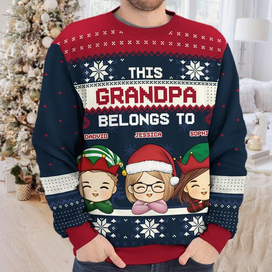 This Grandma Belongs To These Kids - Family Personalized Ugly Sweatshirt - Christmas Gift For Grandma, Grandpa - Image 6