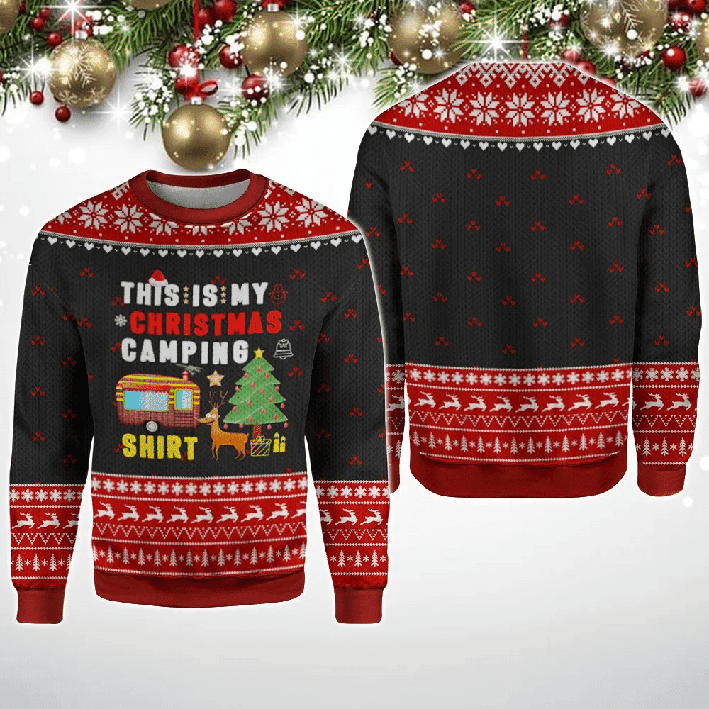 This Is My Camping Ugly Christmas Sweater Adult 3D Funny Matching for family