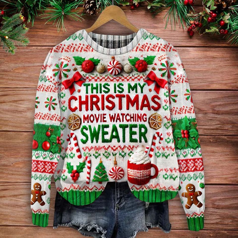 This Is My Christmas Movie Watching Sweatshirt- Personalized Ugly Sweatshirt