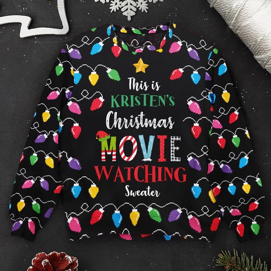 This Is My Christmas Movie Watching Ugly Sweater - Personalized Ugly Sweater - Image 5