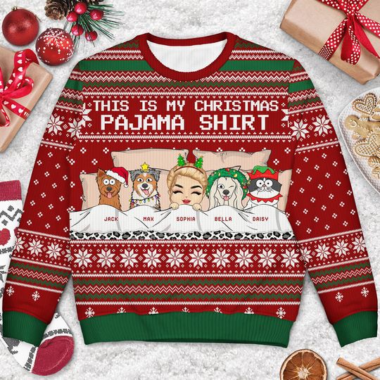 This Is My Christmas Pajama Shirt Custom Pet Lover Gift Christmas Unisex Ugly Sweatshirt - Image 6