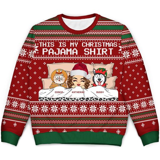 This Is My Christmas Pajama Shirt Custom Pet Lover Gift Christmas Unisex Ugly Sweatshirt - Image 4