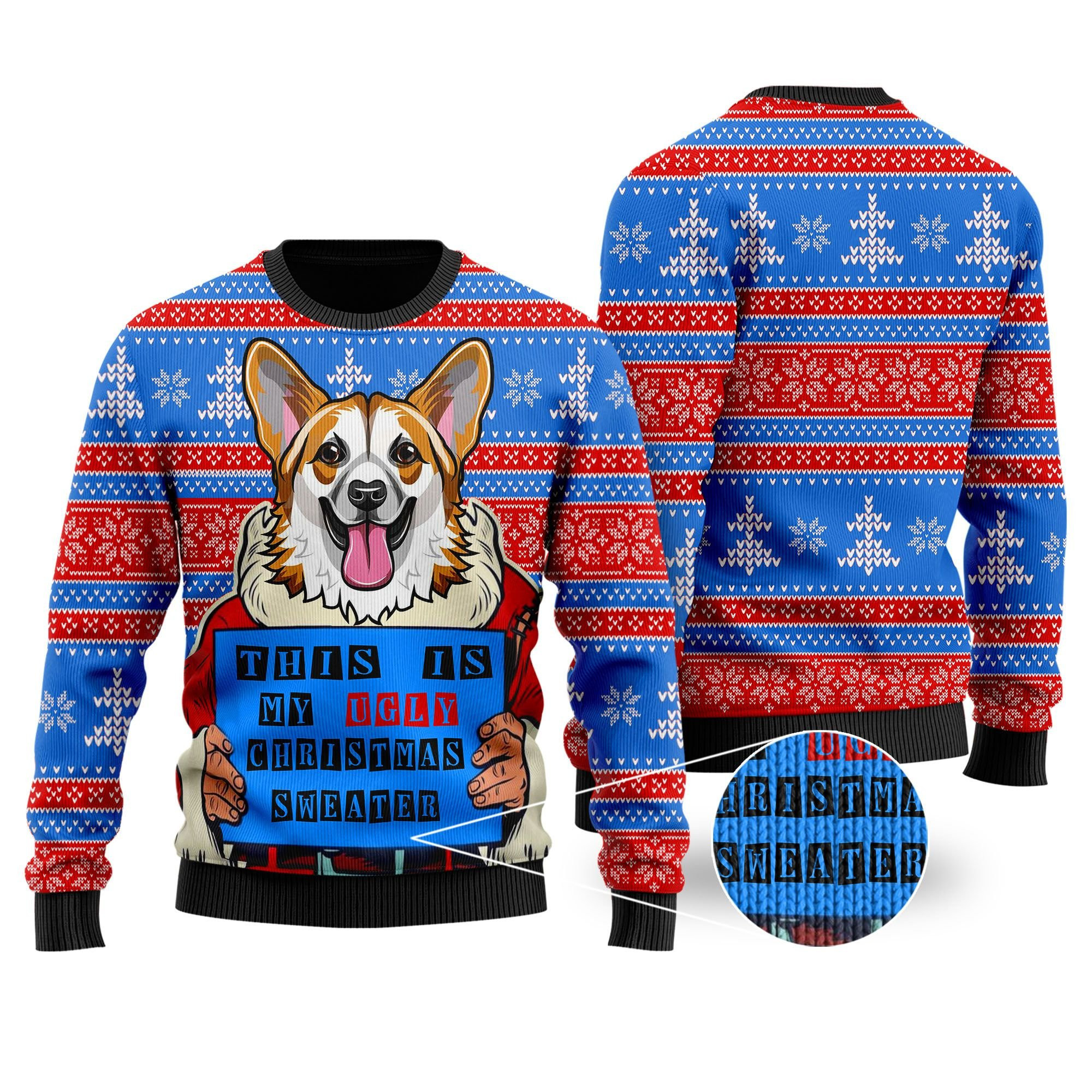 This Is My Funny Corgi Santa Claus For Dog Owners And Lovers Ugly Christmas Sweater Adult 3D Funny Matching for family