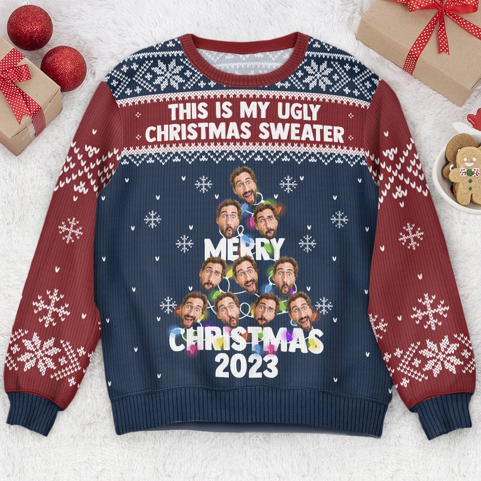 This Is My Ugly Christmas Sweater - Christmas Tree - Personalized Photo Ugly Sweater