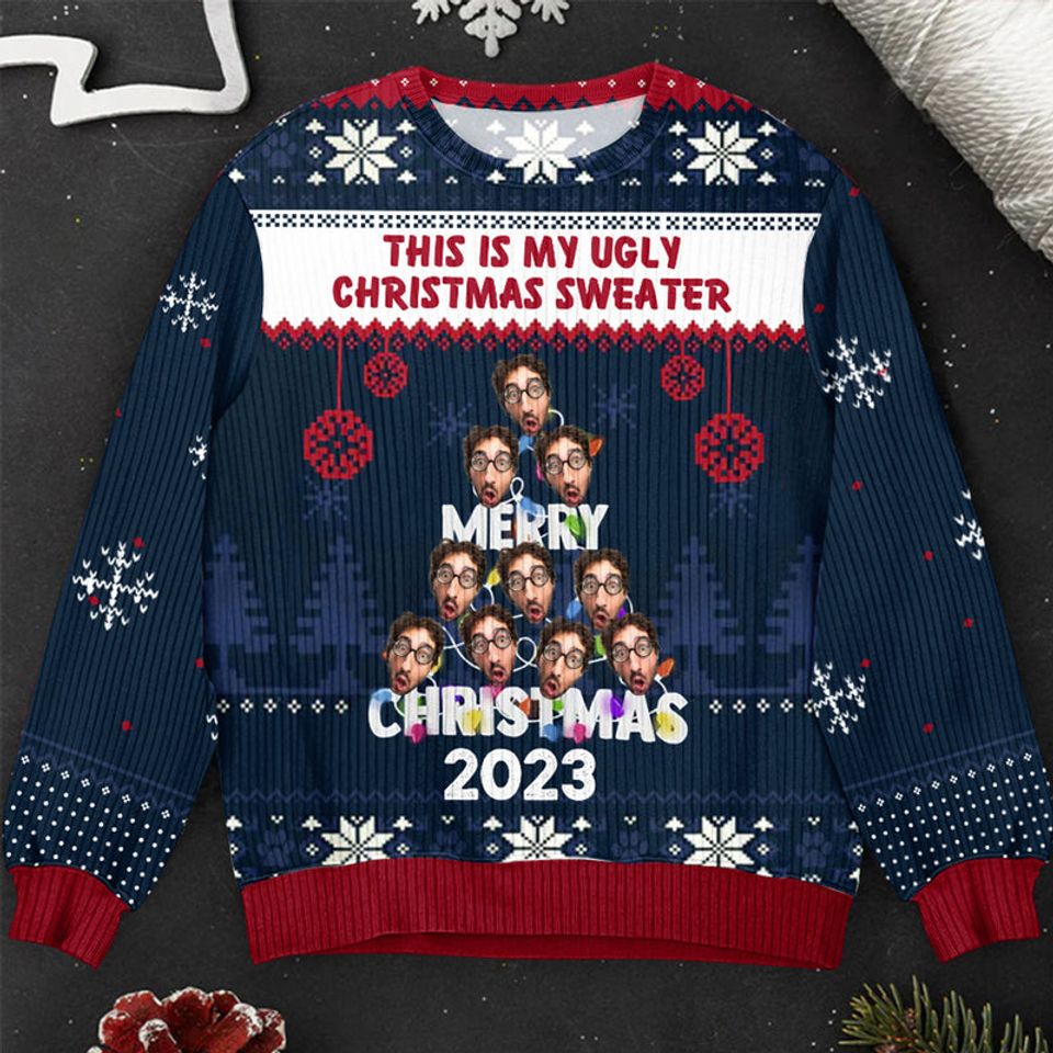 This Is My Ugly Christmas Sweater Funny Custom Photo Ugly Sweater