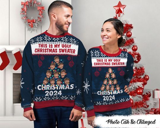 This Is My Ugly Christmas Sweater Funny Custom Photo Ugly Sweater,Face Xmas Sweatshirt,Funny Ugly Christmas Sweater - Image 6