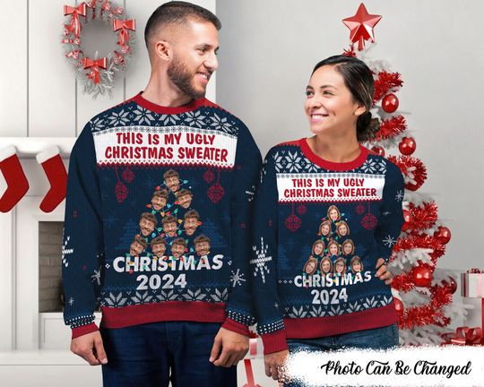 This Is My Ugly Christmas Sweater Funny Custom Photo Ugly Sweater,Face Xmas Sweatshirt,Funny Ugly Christmas Sweater - Image 5