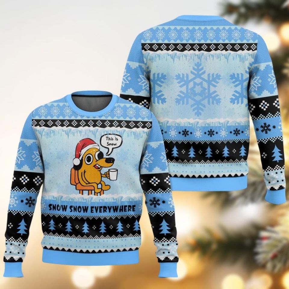 This Is Snow Meme Ugly Christmas Sweater, Funny Dog Meme Sweater