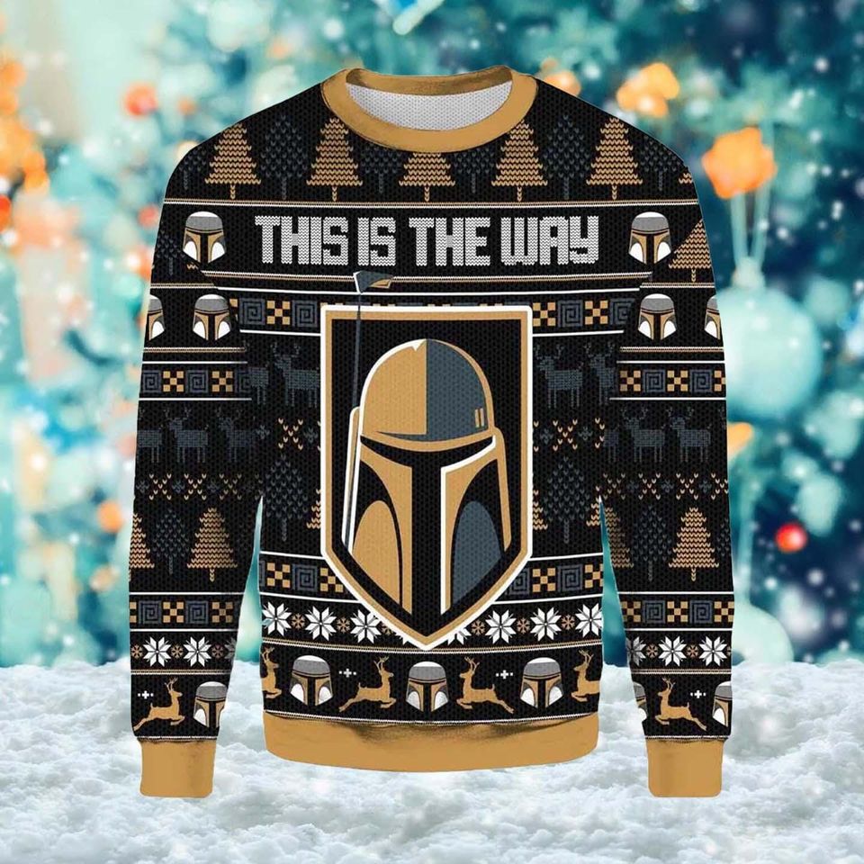 This Is The Way Ugly Christmas Sweater, Warrior Mask Xmas Sweatshirt