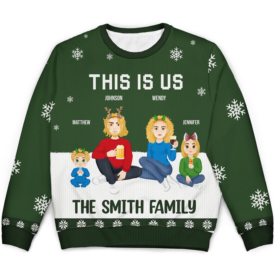 This Is Us Custom Family Christmas Gift Personalized Unisex Ugly Sweatshirt