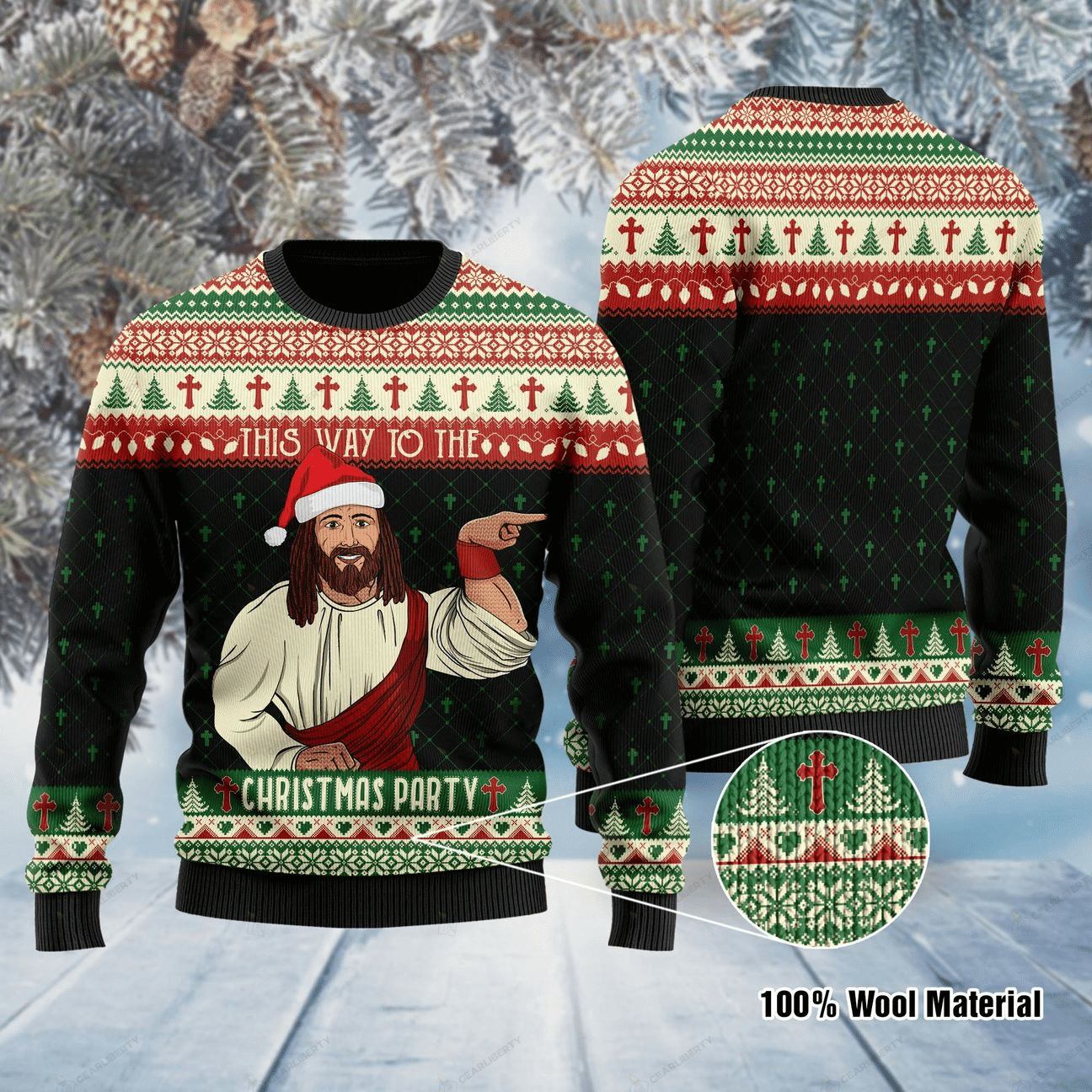 This Way To The Christmas Party Ugly Christmas Sweater Adult 3D Funny Matching for family