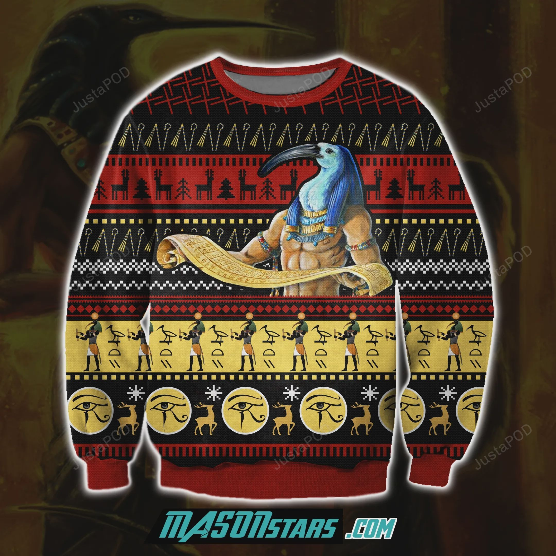 Thoth 3D Print Knitting Pattern Ugly Christmas Sweater Adult 3D Funny Matching for family