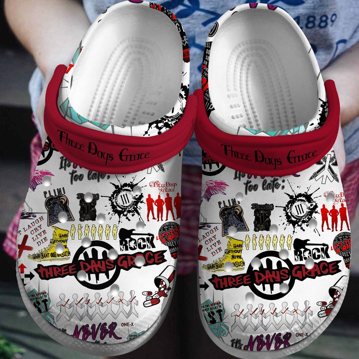 Three Days Grace Music Crocs Crocband Clogs Shoes Comfortable For Men Women and Kids