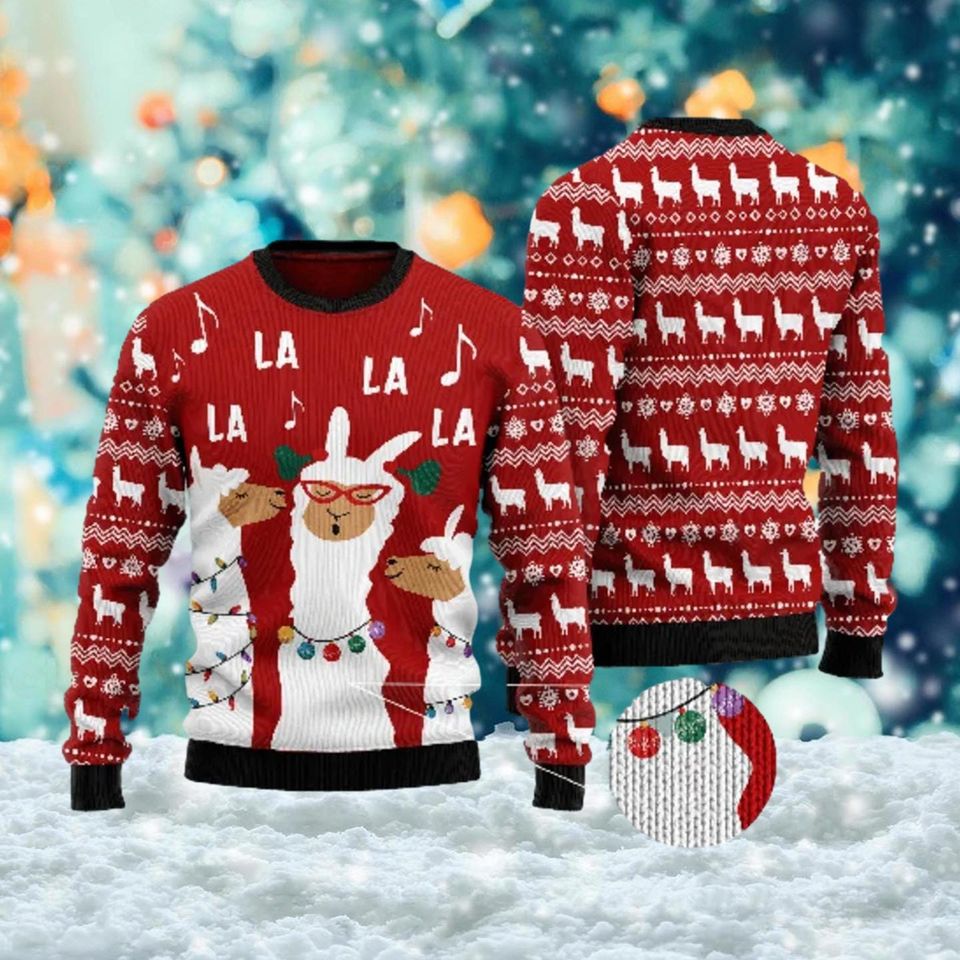 Three Llamas Singing Ugly Xmas Sweater