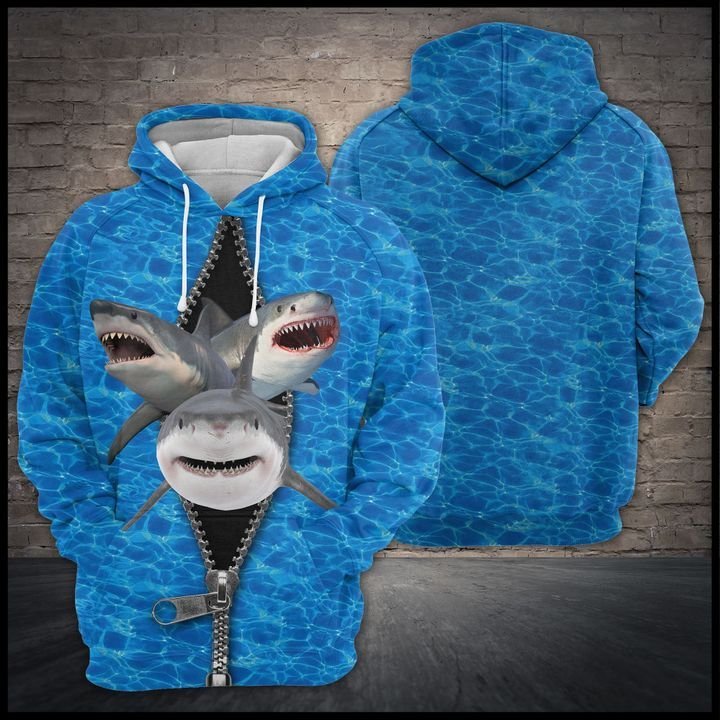 Three Sharks 3D All Over Print Hoodie, Zip Hoodie
