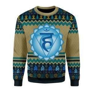 Throat Chakra Ugly Christmas Sweater Adult 3D Funny Matching for family