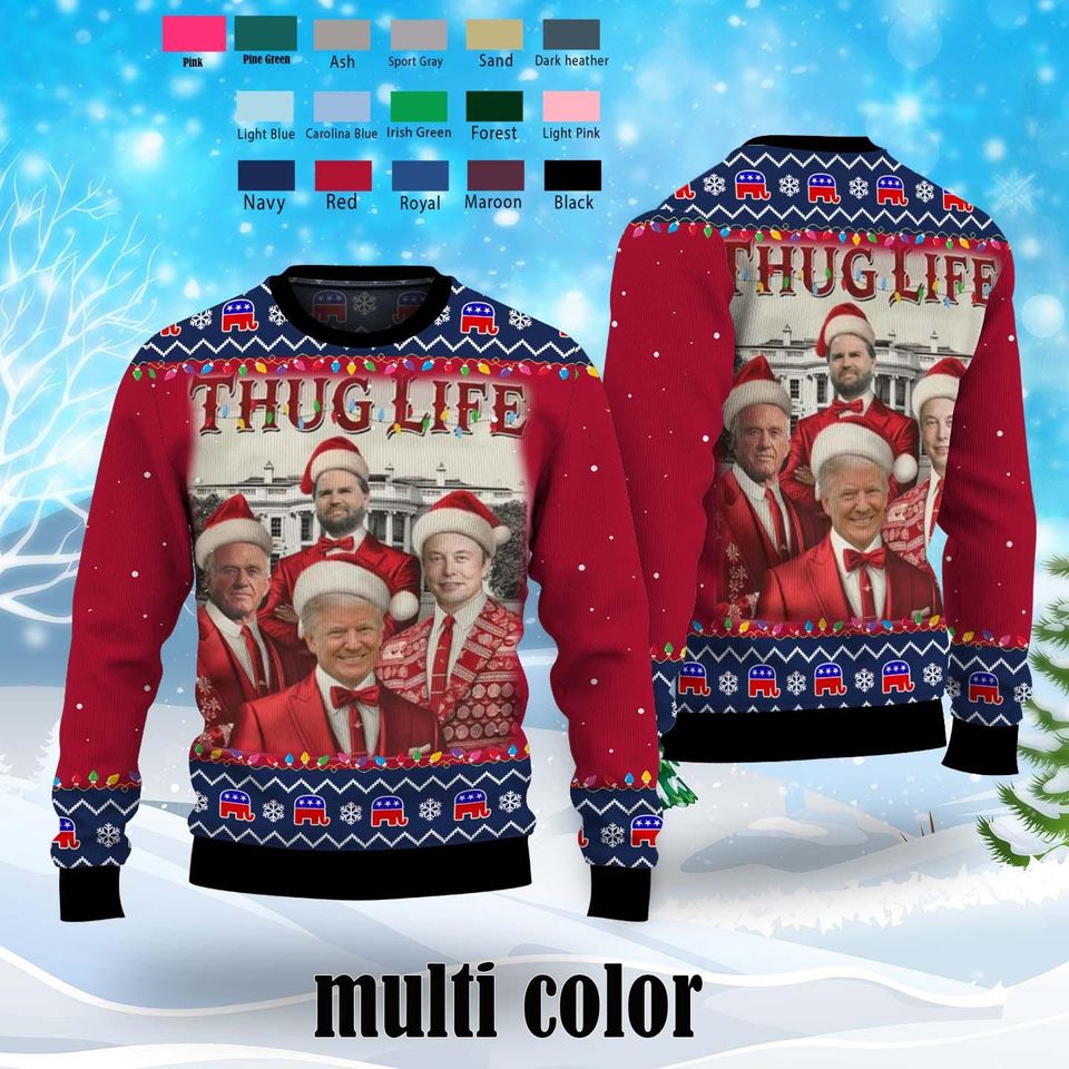 Thug Life Christmas Trump Ugly Sweater