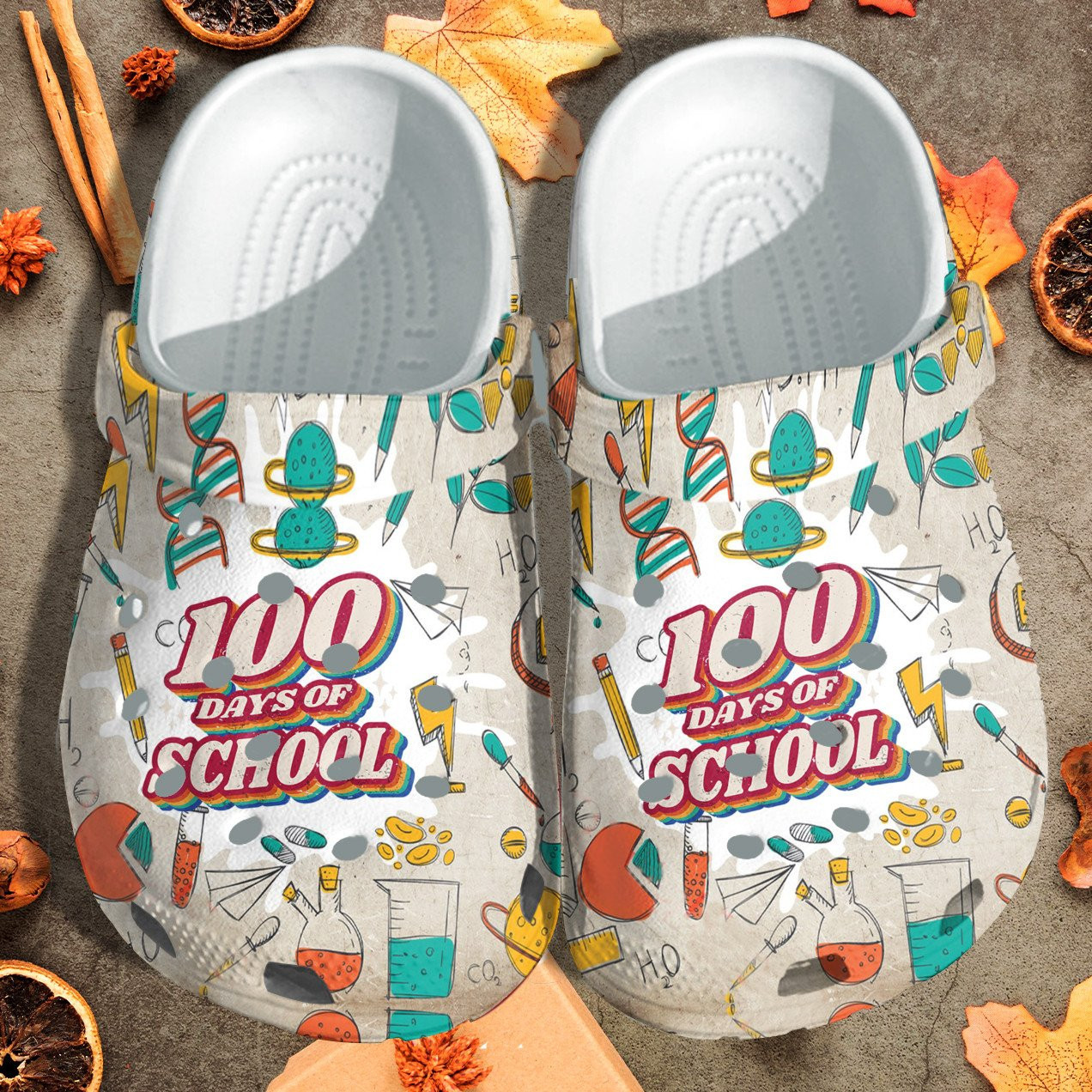 Thunder 100 Days Of Schoolleopard Shoes Crocbland Clog Gift