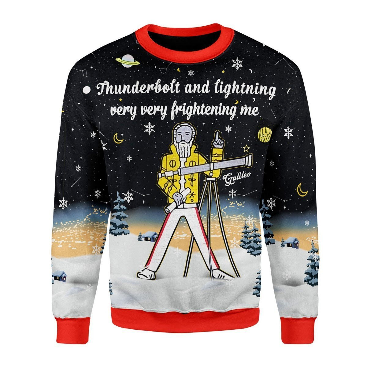 Thunder Fightening Galileo Ugly Christmas Sweater Adult 3D Funny Matching for family