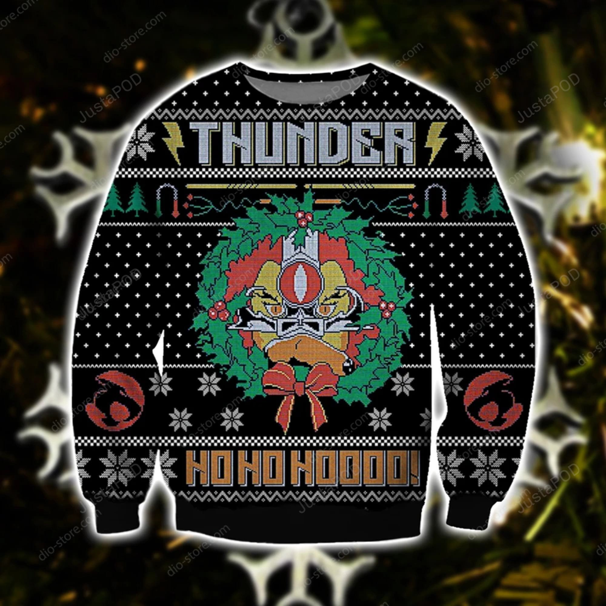 Thunder Ho Ho Ho Knitting Pattern For Unisex Ugly Christmas Sweater Adult 3D Funny Matching for family