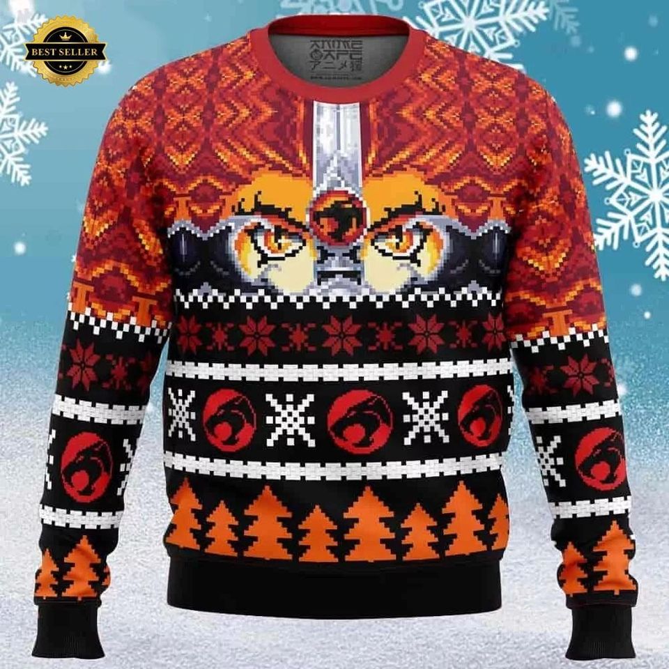 Thundercats Christmas Sweater - Festive Lion-O Eyes and Sword Design