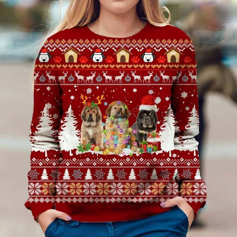 Tibetan Mastiff Xmas Ugly Christmas Sweater Adult 3D Funny Matching for family
