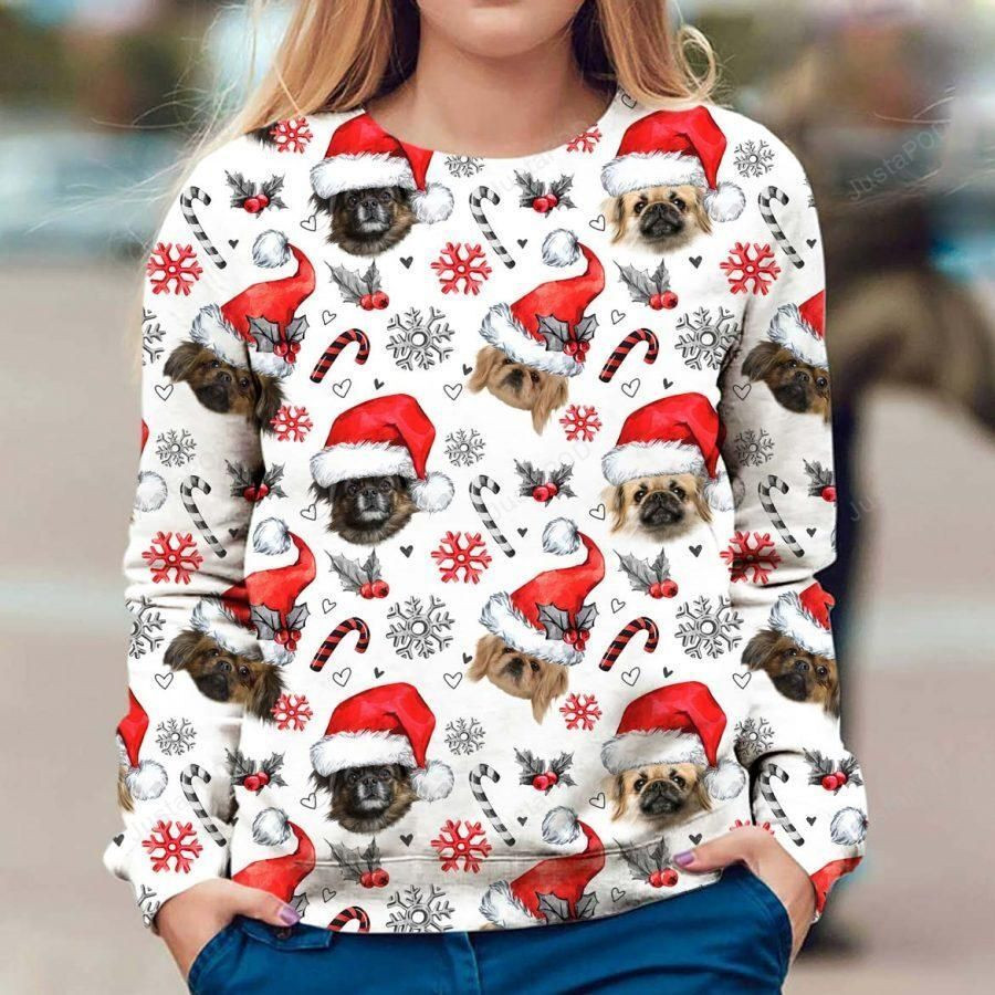 Tibetan Spaniel Xmas Decor Ugly Christmas Sweater Adult 3D Funny Matching for family
