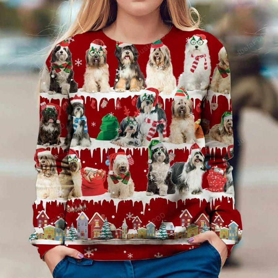 Tibetan Terrier Ugly Christmas Sweater Adult 3D Funny Matching for family