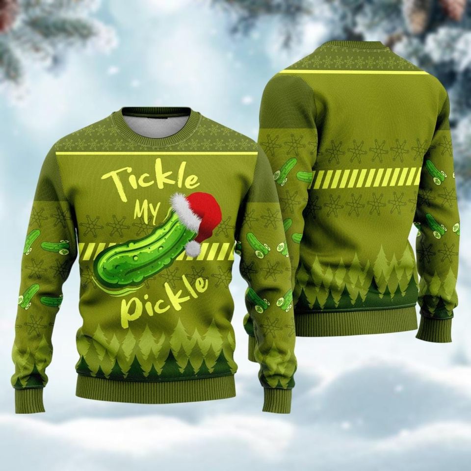 Tickle My Pickle Funny Ugly Christmas Sweater, Ugly Christmas Sweater