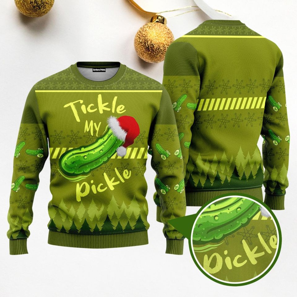 Tickle My Pickle Ugly Sweater, Pickle Christmas Sweater
