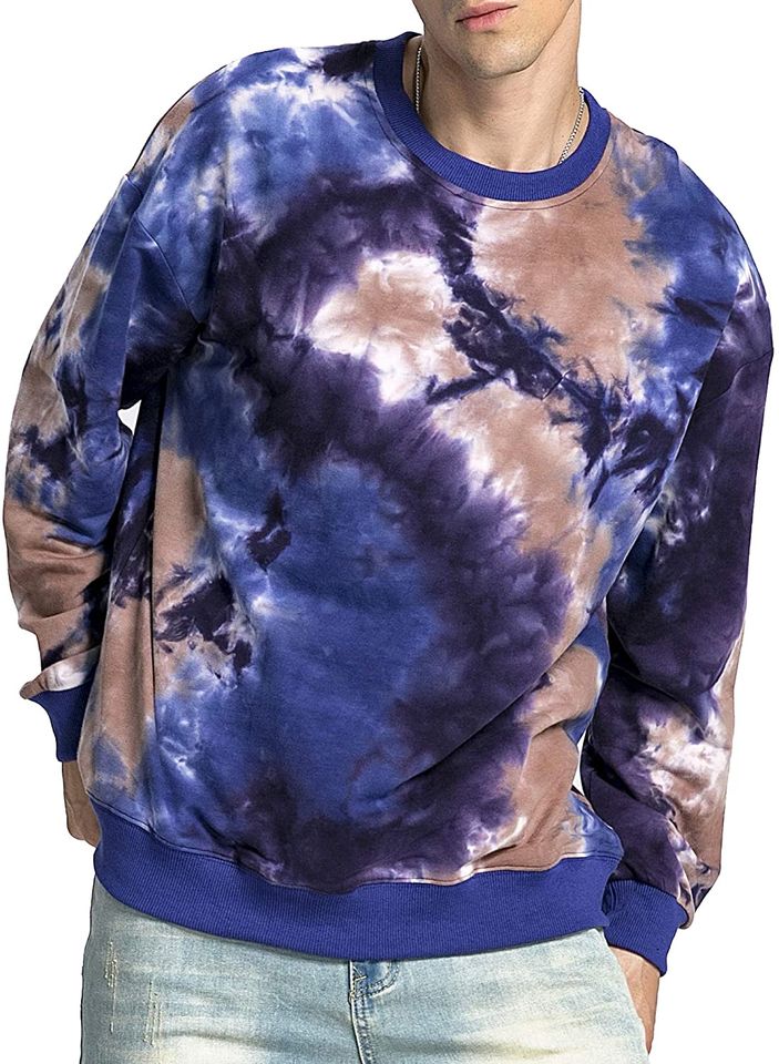 Tie Dye Crewneck Sweatshirt Mens Cotton