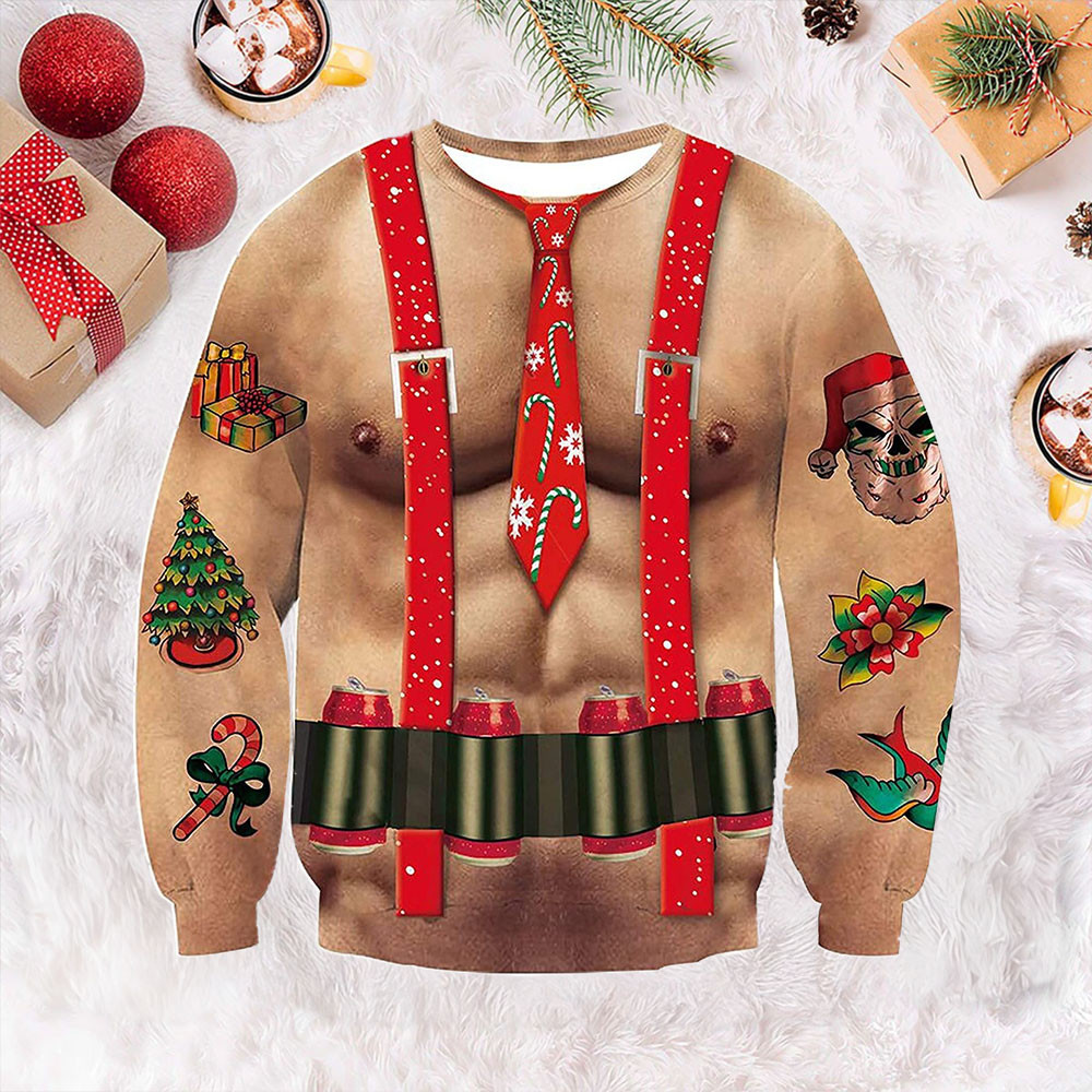 Tie Soldier Style Ugly Christmas Sweater Christmas Sweater Cute Women Holiday Gifts