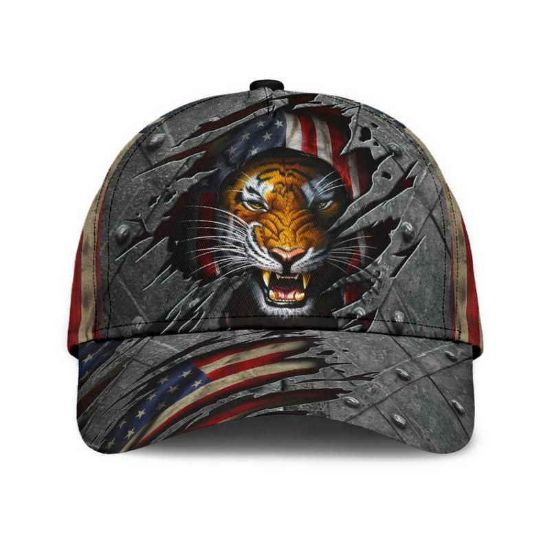 Tiger American Flag Classic Cap Trucker Hats Custom Hats Gifts For Men & Women
