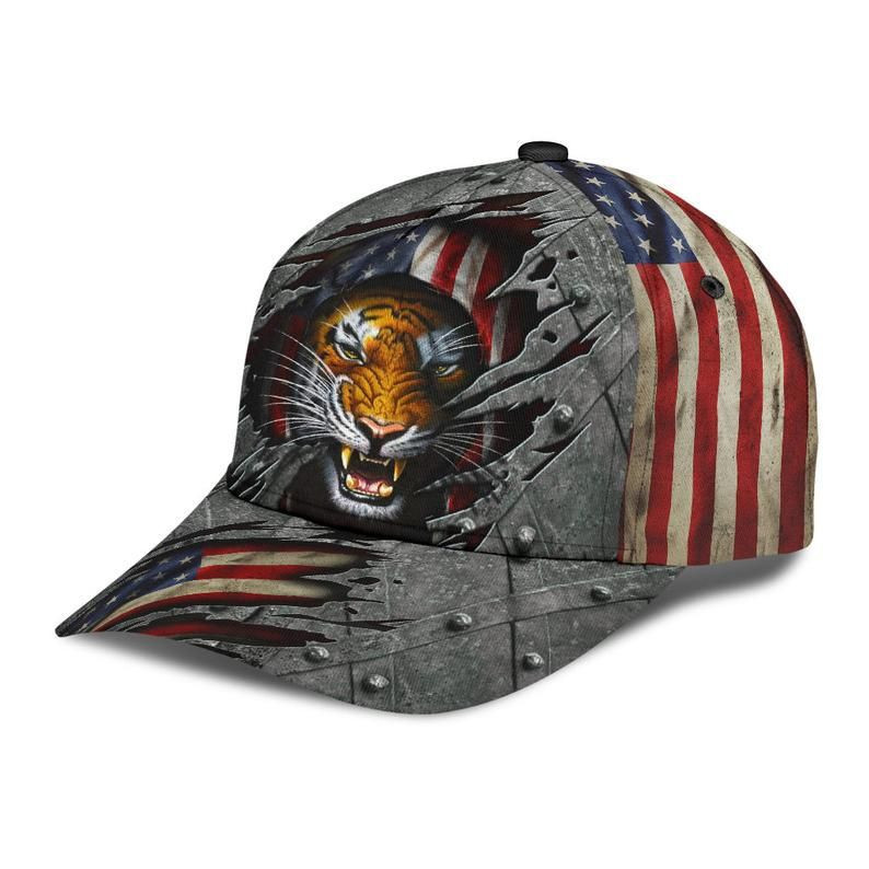 Tiger American Flag Classic Cap Trucker Hats Custom Hats Gifts For Men & Women