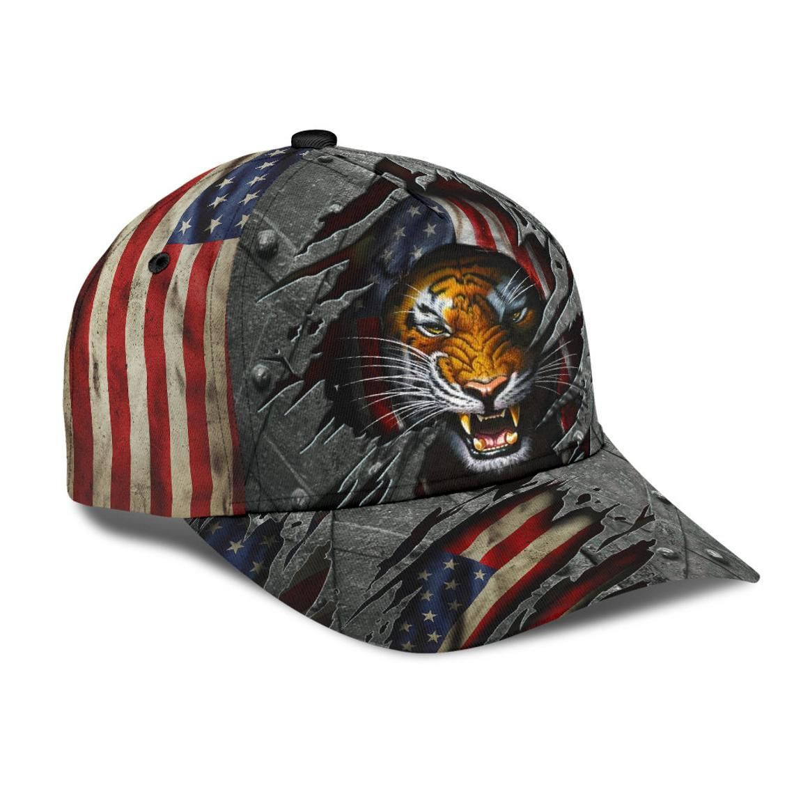 Tiger American Flag Classic Cap Trucker Hats Custom Hats Gifts For Men & Women