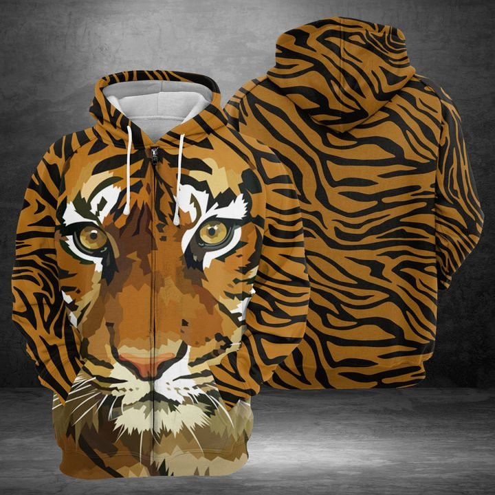 Tiger Face 3D All Over Print Hoodie, Zip Hoodie