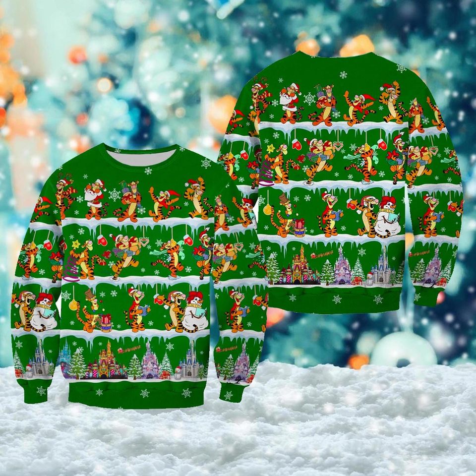 Tiger Pattern Ugly Christmas Sweater, Funny Tiger Christmas Gift For Men Women Kid