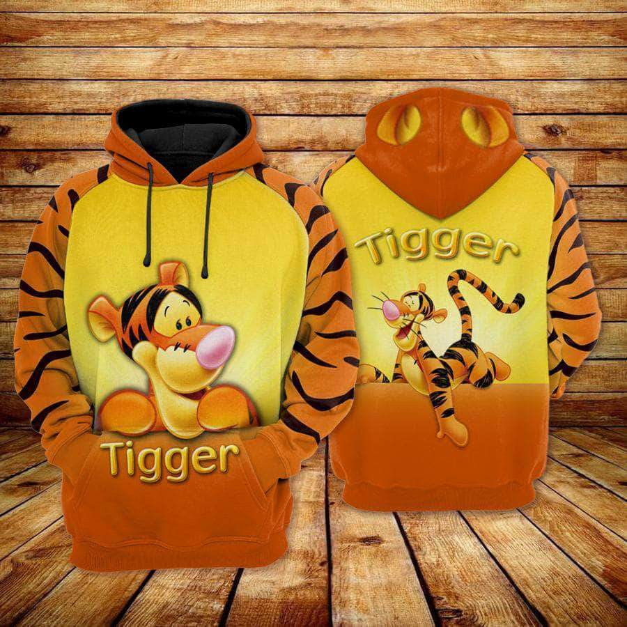 Tigger Cute Happy Art Pooh Friends 3D All Over Print Hoodie, Zip Hoodie