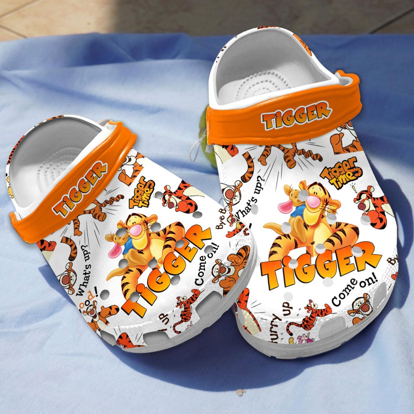 Tigger Winnie The Pooh Cartoon Crocs Crocband Clogs Shoes Comfortable For Men Women and Kids