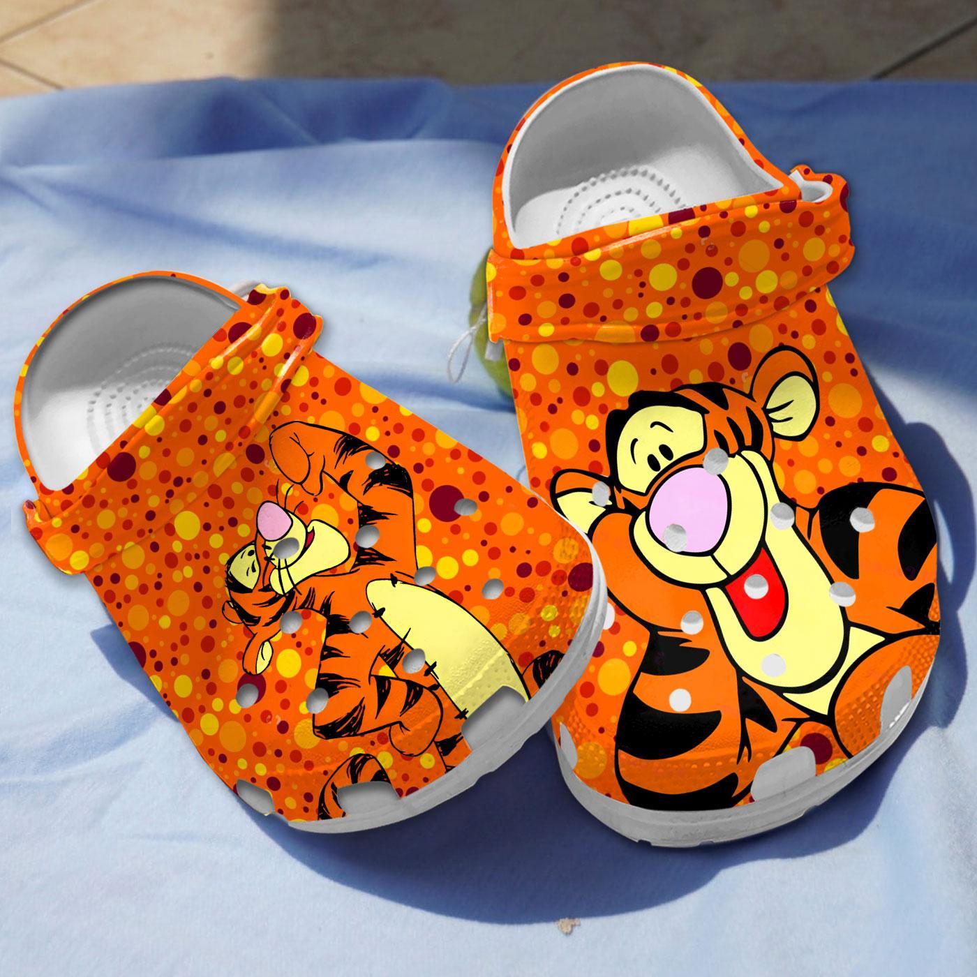 Tigger Winnie The Pooh Cartoon Crocs Crocband Clogs Shoes Comfortable For Men Women and Kids